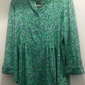 Kim Rogers Green Floral Blouse